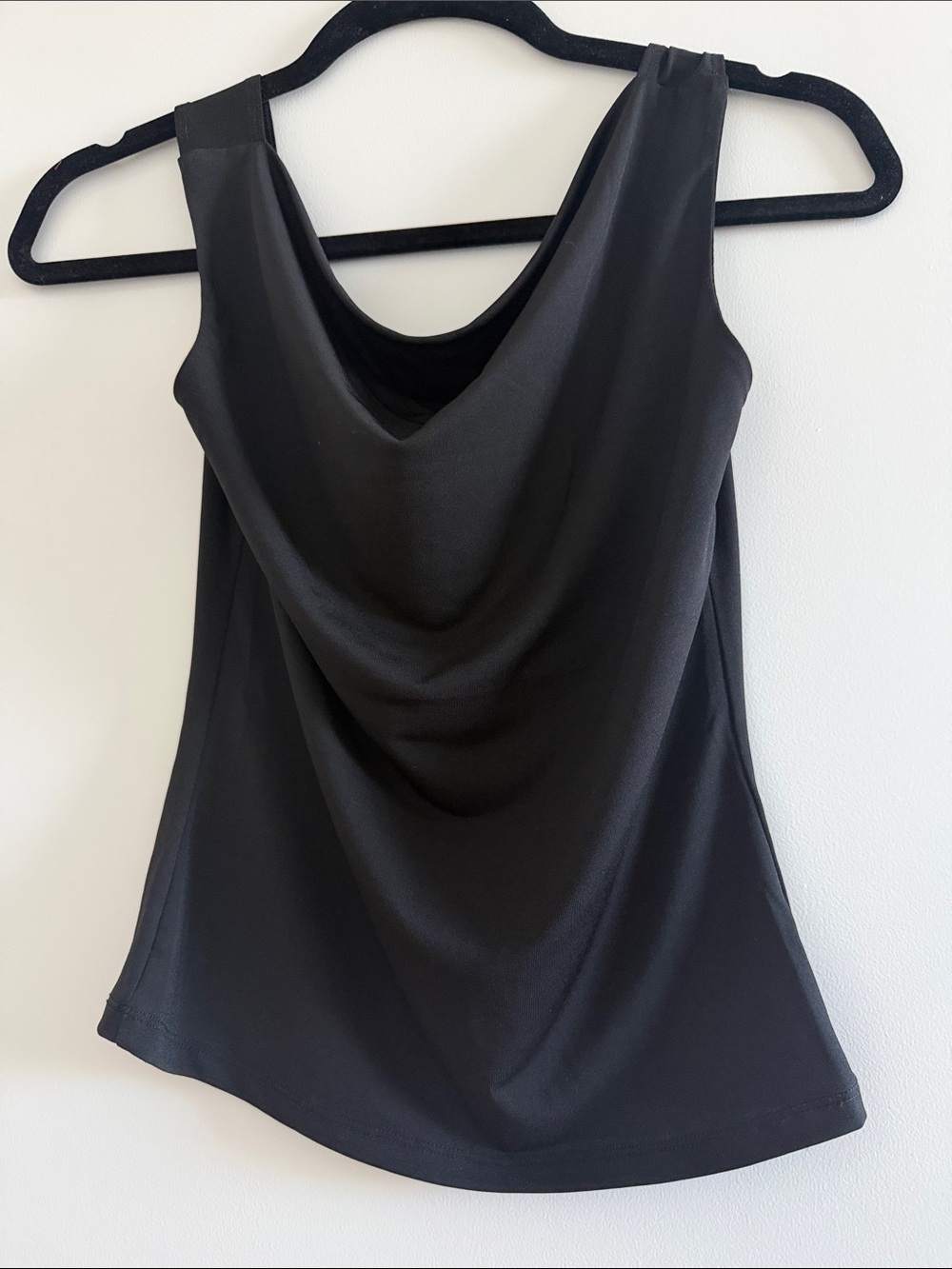 Miaou Draped Cowl Neck Black Tank Top - Women